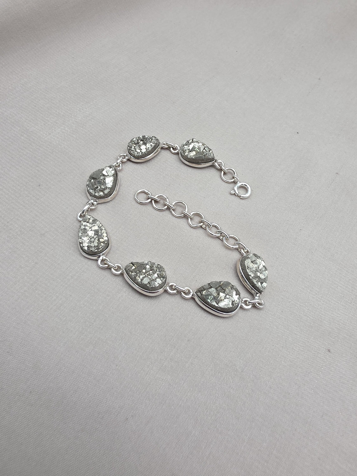 925 Sterling Silver Pyrite Druzy Bracelet Sparkling Gemstone Statement Jewelry Gift for Her