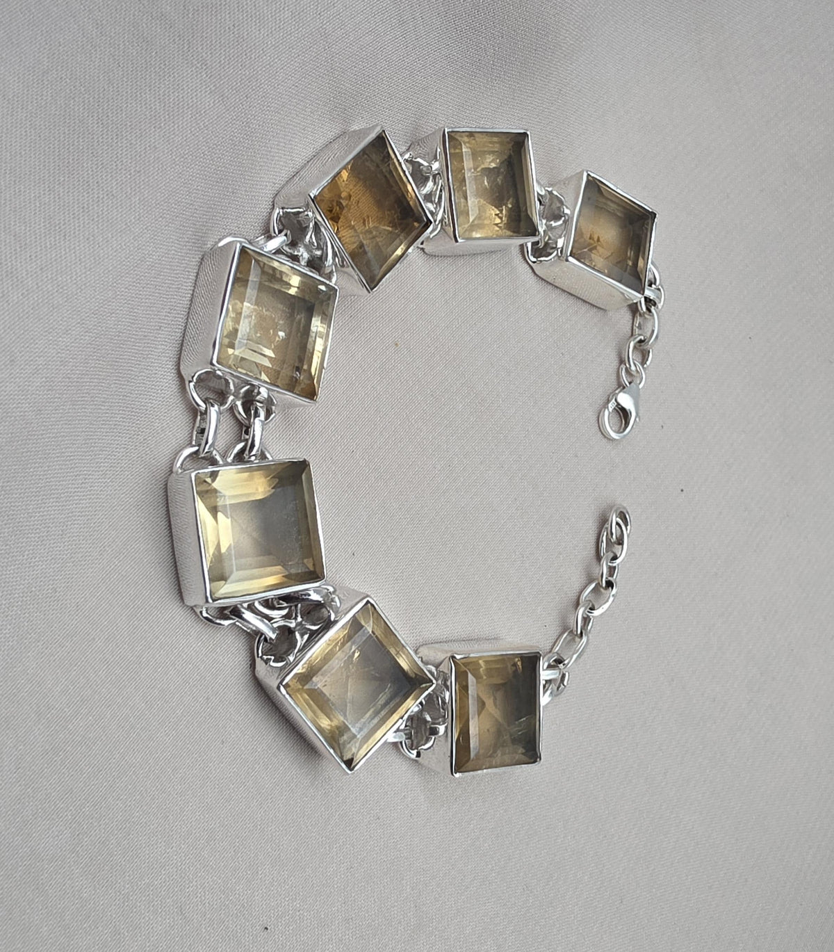 Citrine 925 Sterling Silver Bracelet Natural Gemstone Handmade Jewelry