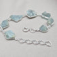Raw Aquamarine Bracelet in 925 Sterling Silver Natural Blue Gemstone Jewelry