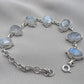Rainbow Moonstone 925 Sterling Silver Bracelet Natural Oval Link Jewelry