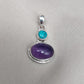 Amethyst Turquoise Pendant: Handmade 925 Sterling Silver Boho Necklace