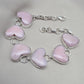 Pink Opal Heart Bracelet, 925 Sterling Silver, Handmade