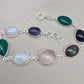 925 Sterling Silver Multi Gemstone Bracelet: Handmade Chakra Healing Crystal Jewelry