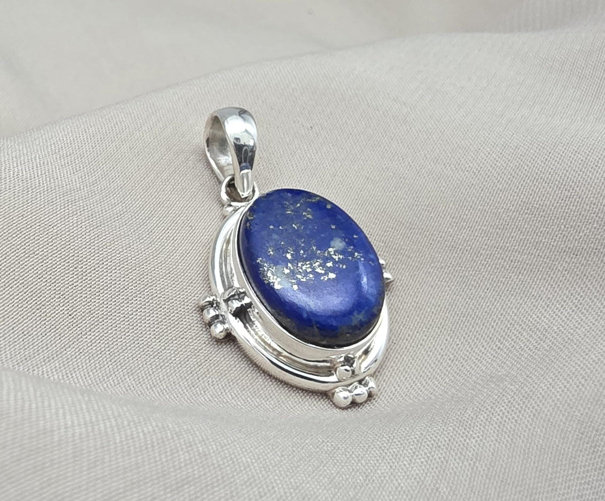 Lapis Lazuli Pendant: 925 Sterling Silver Boho Handmade Jewelry