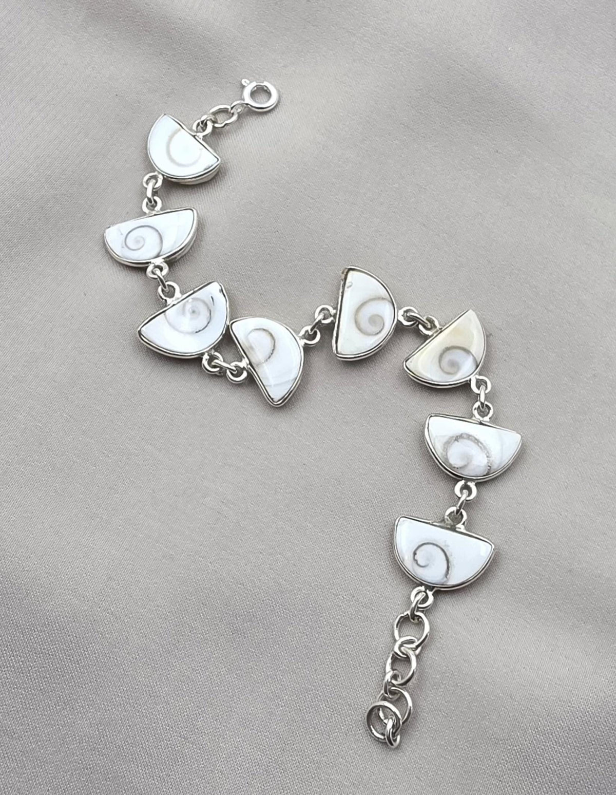 925 Sterling Silver Shiva Eye Shell Bracelet Link Bracelet Gemstone Jewelry Gift for Her
