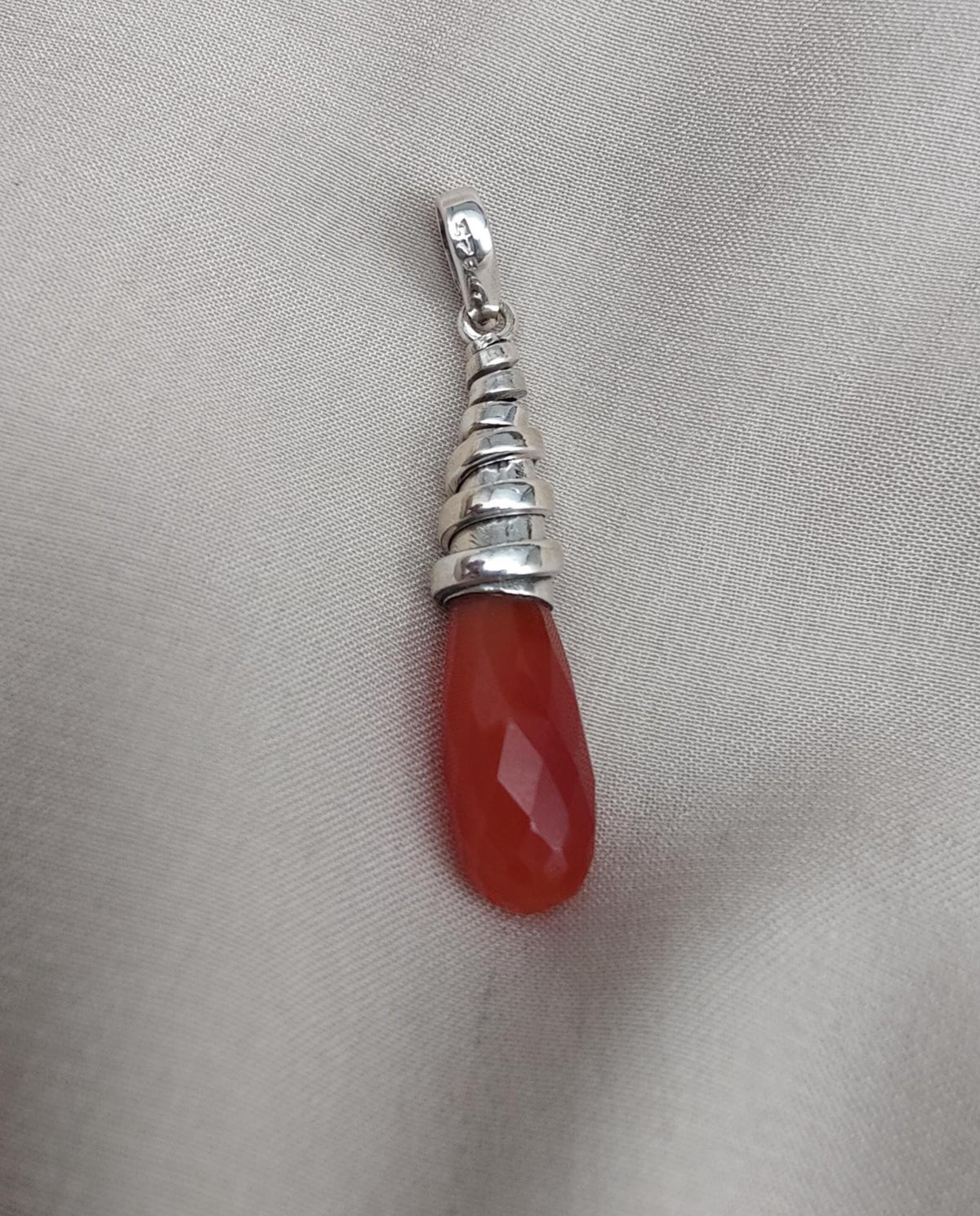 Red Onyx Sterling Silver Pendant: Handmade Healing Crystal Necklace