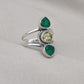 Green Onyx & Lemon Quartz 925 Sterling Silver Ring: Boho Statement Jewelry