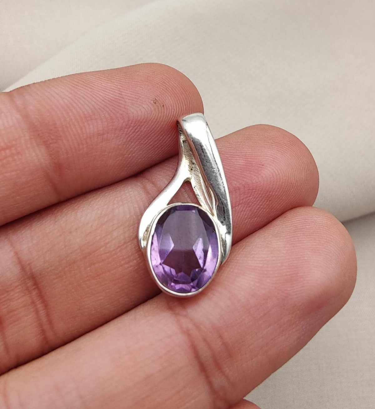 Amethyst Silver Pendant: Faceted 925 Sterling Gemstone, February Birthstone