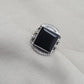 925 Sterling Silver Black Onyx Ring Natural Gemstone Square Cut Handmade Jewelry