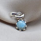 925 Sterling Silver Larimar Flower Pendant Natural Blue Larimar Floral Gemstone Necklace Charm