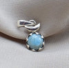 925 Sterling Silver Larimar Flower Pendant Natural Blue Larimar Floral Gemstone Necklace Charm