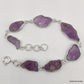 925 SOLID STERLING SILVER NATURAL AMETHYST ROUGH STONE HANDMADE BRACELET,8 INCHES