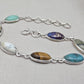925 Sterling Silver Boho Bracelet Multi Gemstone Colorful Statement Jewelry