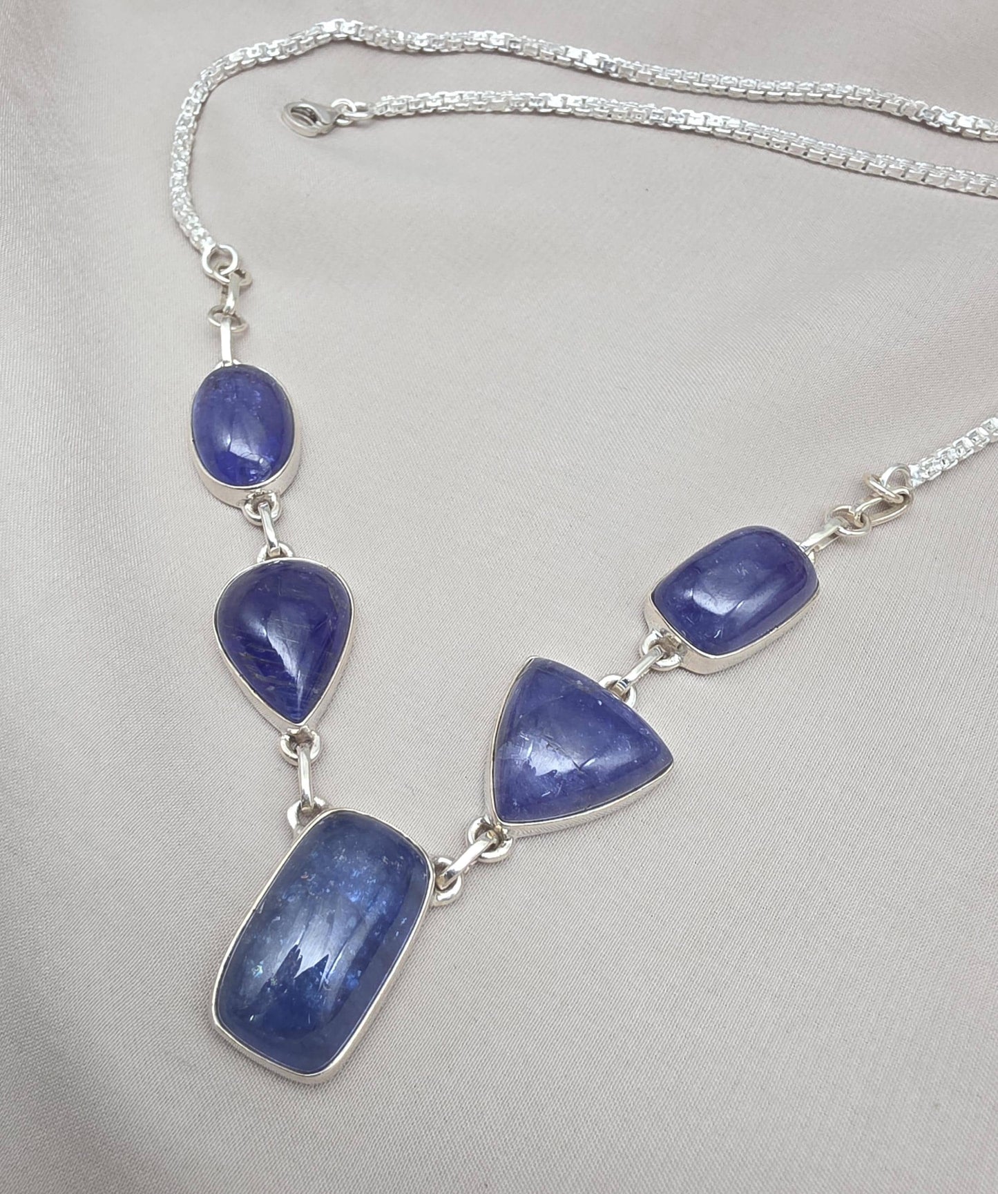 Natural Tanzanite Necklace 925 Sterling Silver Blue Gemstone Statement Jewelry Gift for Her