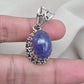 Natural Tanzanite Cabochon Pendant 925 Sterling Silver Handmade Blue Violet Gemstone Jewelry Gift