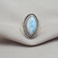 Natural Larimar Ring 925 Sterling Silver Larimar Marquise Cut Gemstone Boho Statement Jewelry