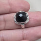 925 Sterling Silver Black Onyx Ring Cushion Cut Natural Gemstone Handmade Vintage Style Gift