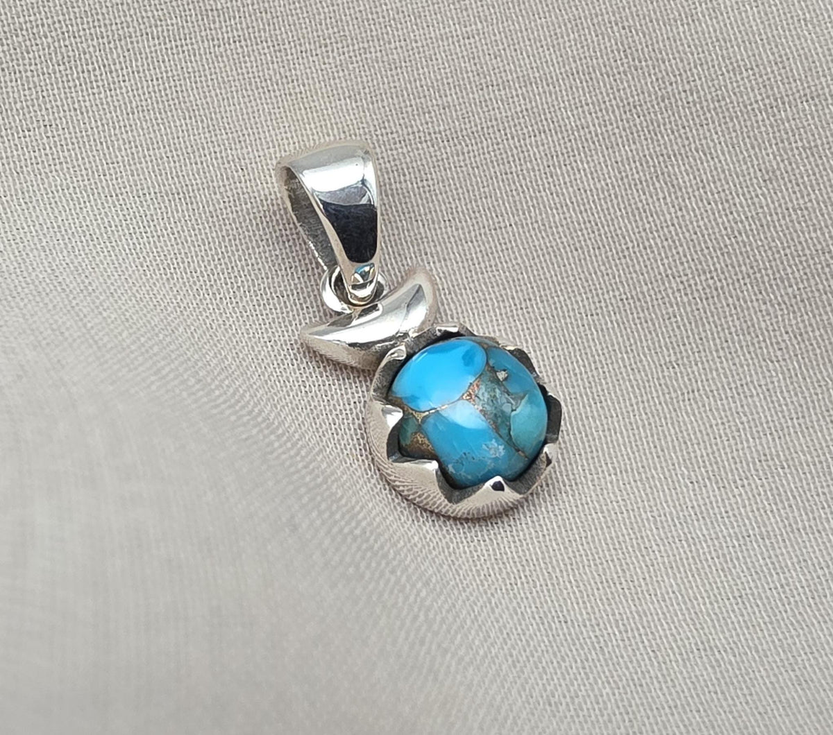 Handmade 925 Sterling Silver Turquoise Pendant: Boho Gemstone Necklace