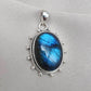 Blue Flash Labradorite 925 Sterling Silver Pendant Boho Necklace