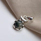 925 Sterling Silver Green Moss Agate Pendant Natural Round Cabochon Floral Gemstone Necklace Charm