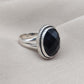 Black Onyx Ring: Faceted Oval Gemstone, 925 Sterling Silver, Boho Protection Jewelry