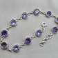 Amethyst 925 Sterling Silver Gemstone Bracelet Natural Purple Gemstone Oval Link Jewelry