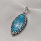 Blue Copper Turquoise Pendant: Sterling Silver Marquise Boho Necklace