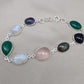 925 Sterling Silver Multi Gemstone Bracelet: Handmade Chakra Healing Crystal Jewelry