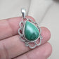 Teardrop Malachite Pendant: 925 Sterling Silver Healing Crystal Necklace