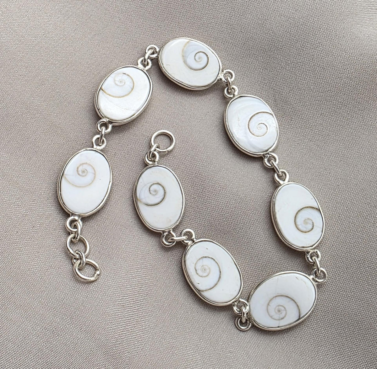 925 Silver Shiva Eye Bracelet Shell Bracelet Spiritual Protection Handmade Jewelry Gift for Her