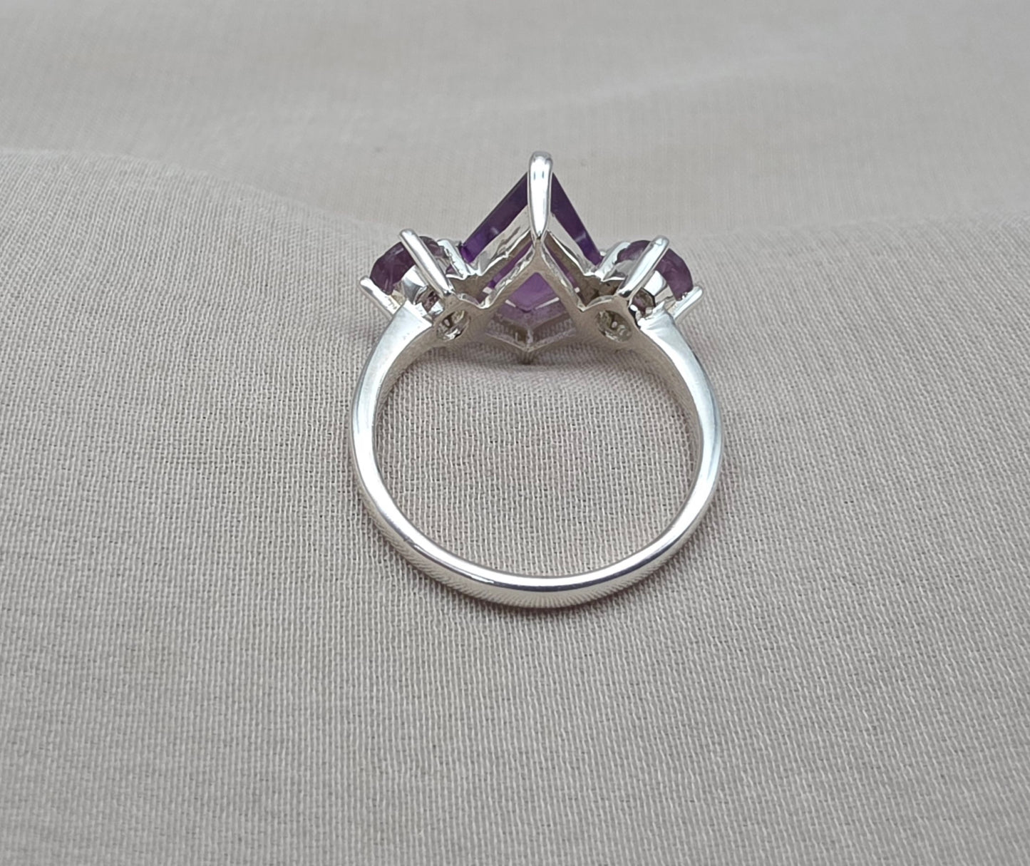 925 SOLID STERLING SILVER NATURAL AMETHYST GEMSTONE HANDMADE RING, ALL SIZES AVAILABLE