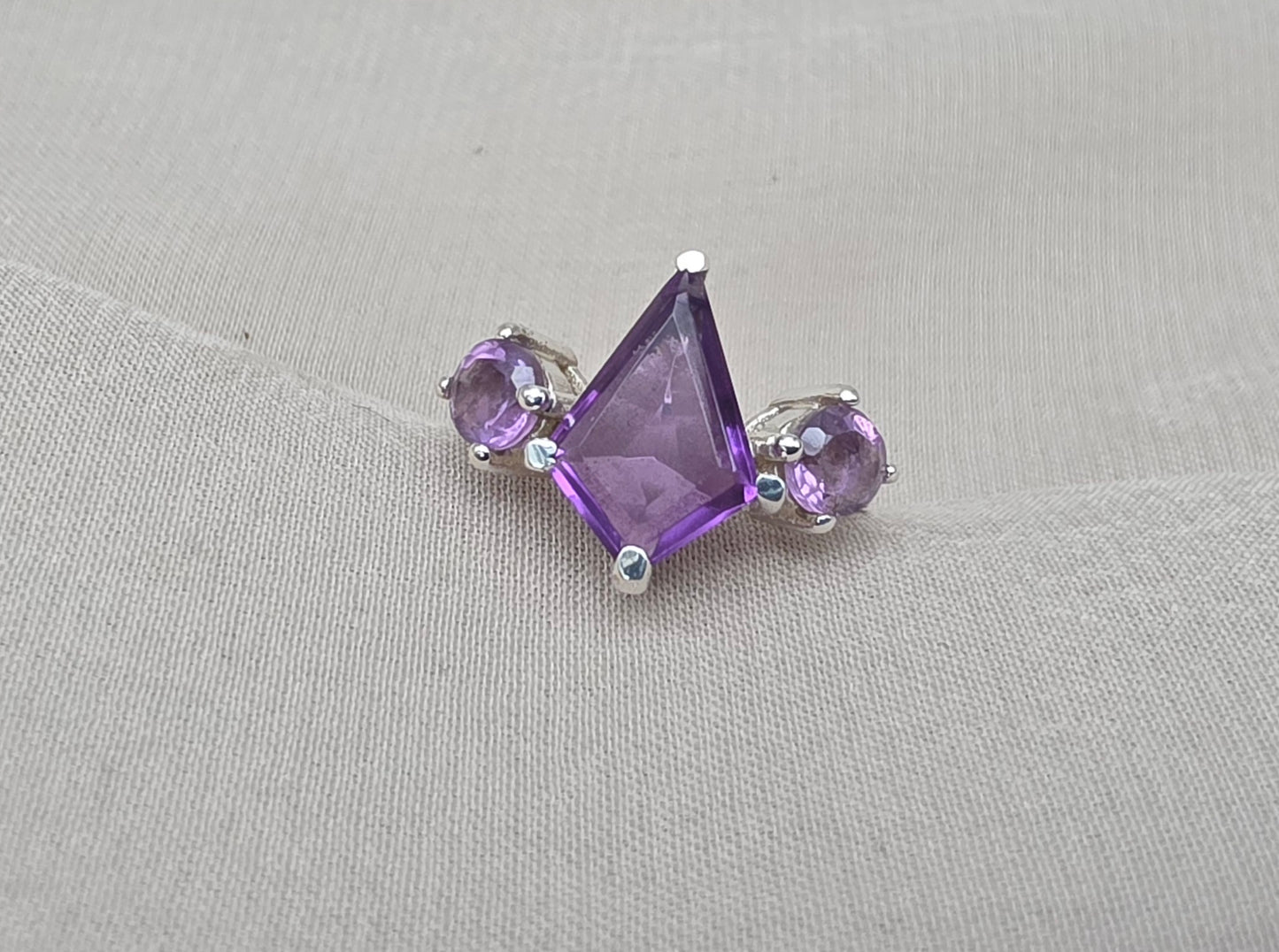 925 SOLID STERLING SILVER NATURAL AMETHYST GEMSTONE HANDMADE RING, ALL SIZES AVAILABLE