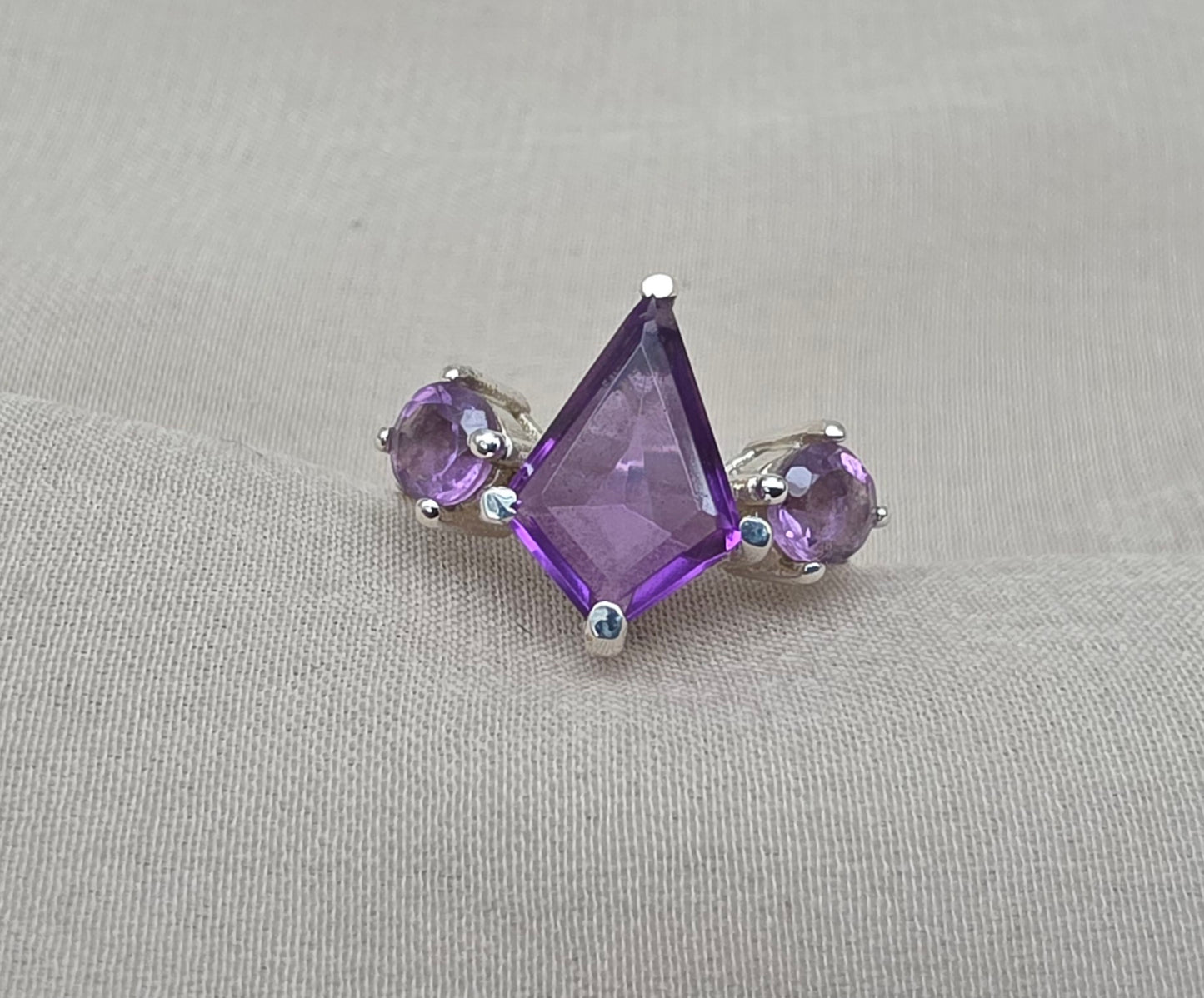925 SOLID STERLING SILVER NATURAL AMETHYST GEMSTONE HANDMADE RING, ALL SIZES AVAILABLE