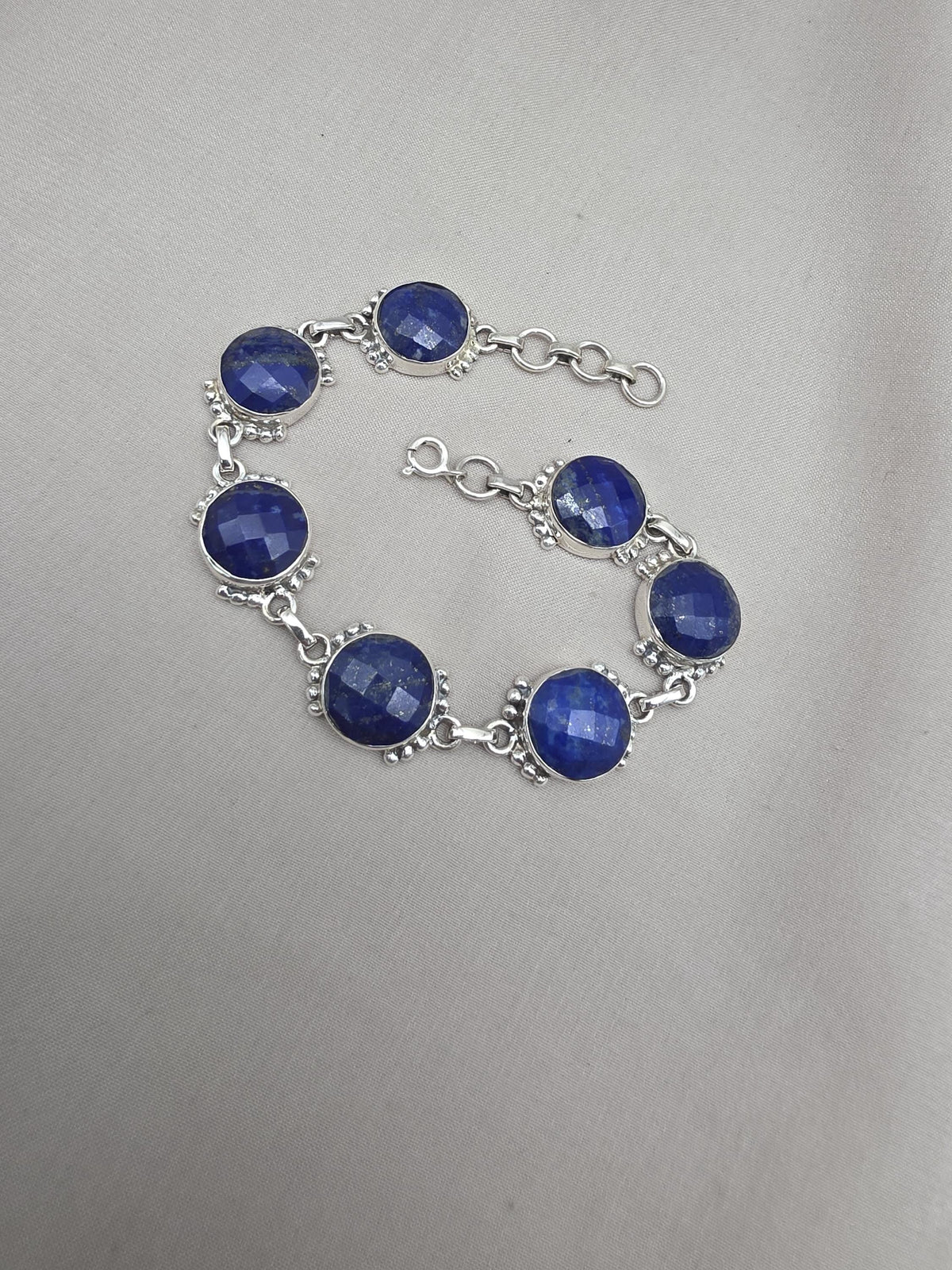 925 Sterling Silver Lapis Lazuli Bracelet Blue Gemstone Jewelry Statement Bracelet Gift for Her