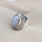 Blue Lace Agate Ring: Sterling Silver Boho Statement Ring