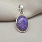 925 Sterling Silver Charoite Pendant: Purple Gemstone Necklace Handmade Jewelry