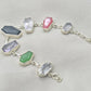 925 Sterling Silver Multi Gemstone Bracelet Coffin Cut Link Bracelet Handmade Jewelry