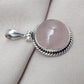 Handmade Rose Quartz Pendant: 925 Sterling Silver Round Necklace