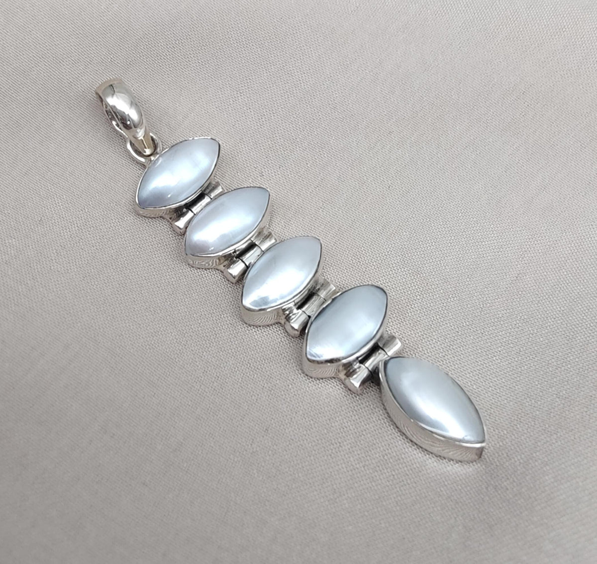 Handmade Pearl Pendant: 925 Sterling Silver Marquise Gemstone