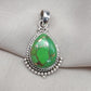 Green Copper Turquoise Pendant: Sterling Silver Boho Necklace