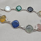 Multi Gemstone Bracelet 925 Sterling Silver Colorful Statement Bracelet