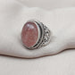 Strawberry Quartz 925 Sterling Silver Ring: Handmade Boho Gemstone Jewelry