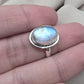 Rainbow Moonstone Ring : 925 Sterling Silver Blue Flash Crystal Ring June Birthstone Jewelry