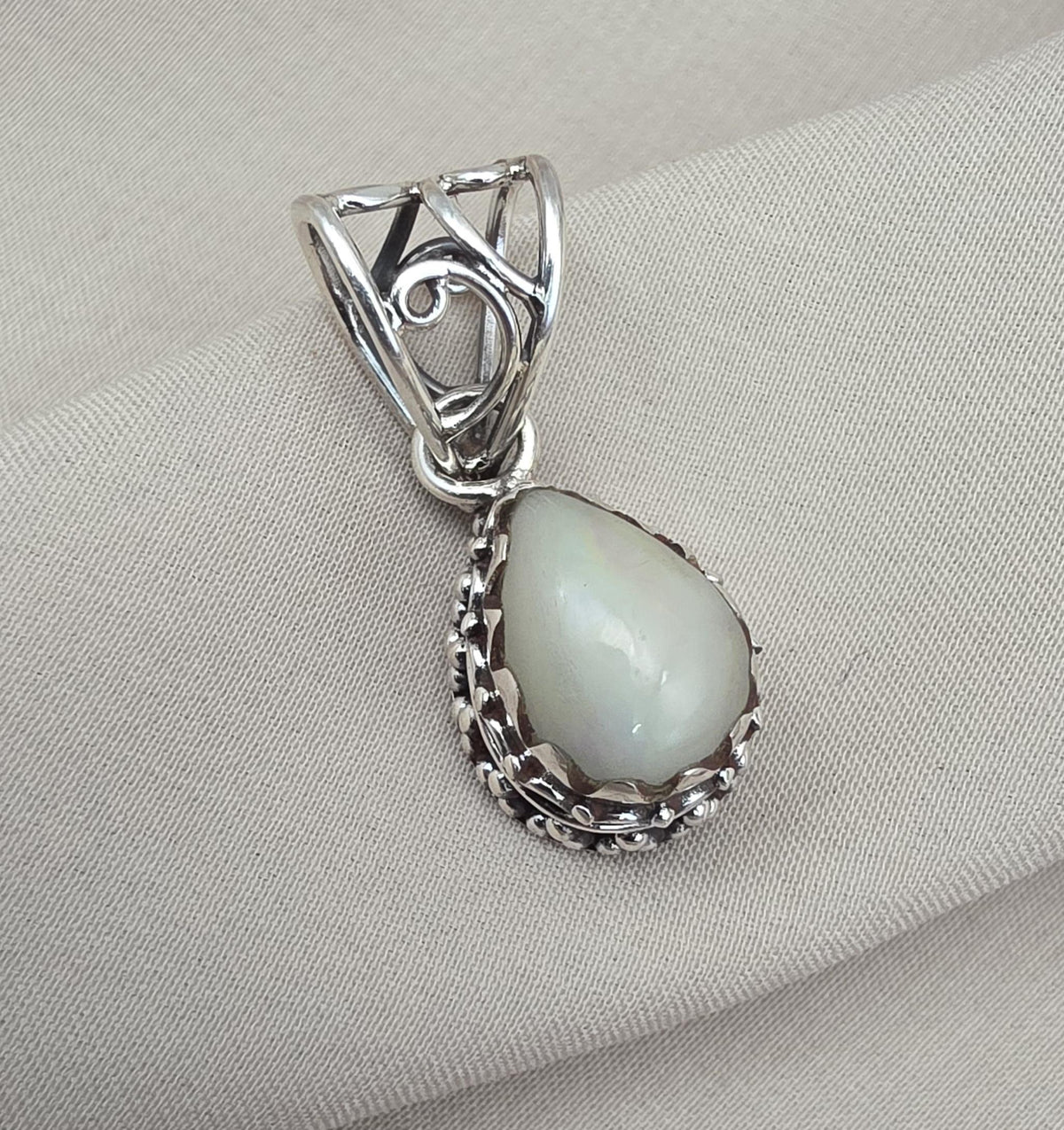 Ethiopian Opal Pear Pendant 925 Sterling Silver Handmade Cabochon Gemstone Jewelry October Birthstone