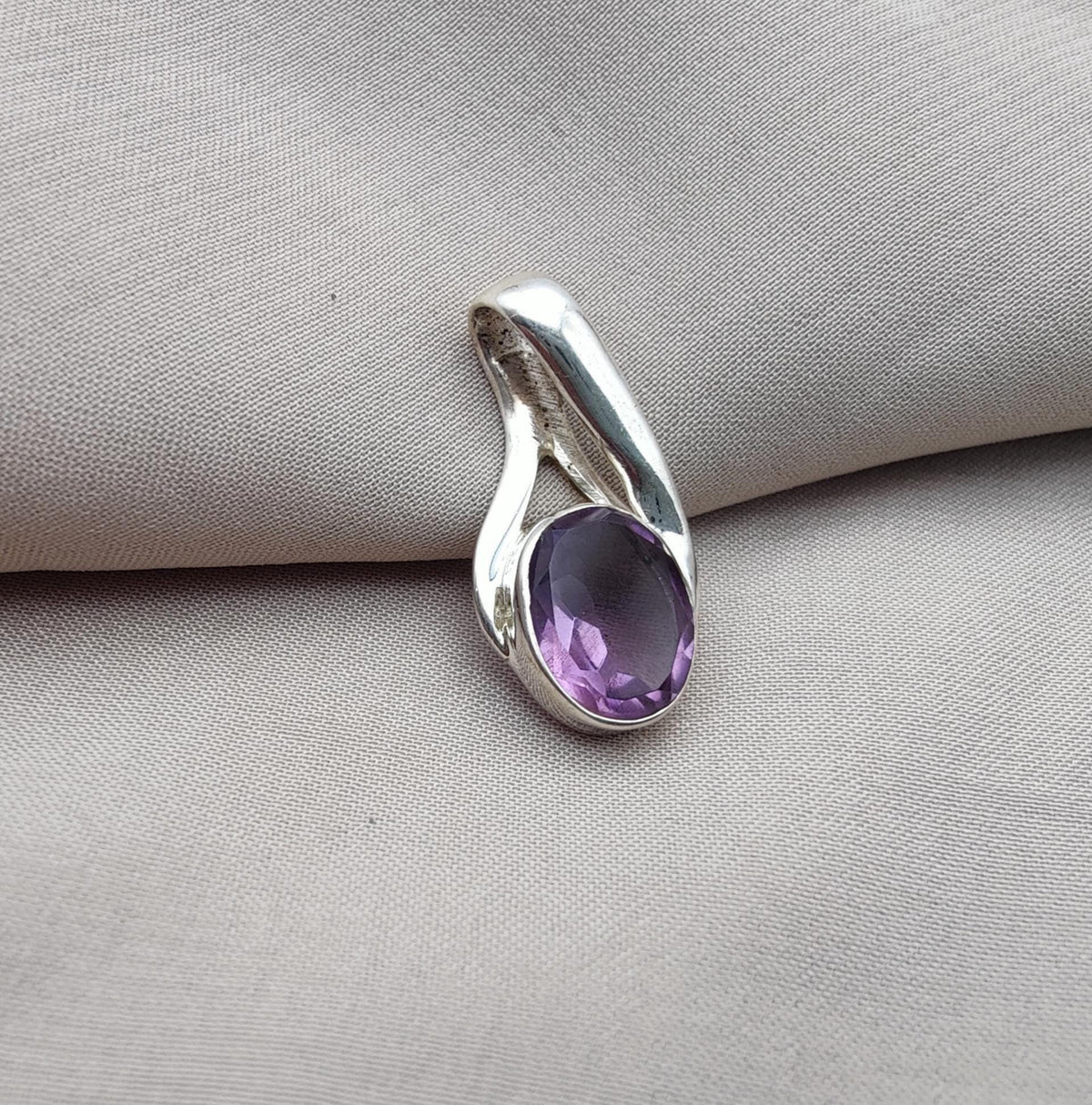 Amethyst Silver Pendant: Faceted 925 Sterling Gemstone, February Birthstone