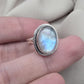 Rainbow Moonstone Ring : 925 Sterling Silver Blue Flash Crystal Ring June Birthstone Jewelry