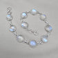 925 Sterling Silver Blue Flash Rainbow Moonstone Bracelet Natural Oval Link Jewelry