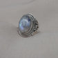 Rainbow Moonstone Ring: Handmade 925 Sterling Silver Boho Statement