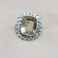 Lemon Quartz Sterling Silver Ring: Cushion Cut Cocktail Statement Jewelry