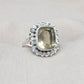 Lemon Quartz Sterling Silver Ring: Cushion Cut Cocktail Statement Jewelry